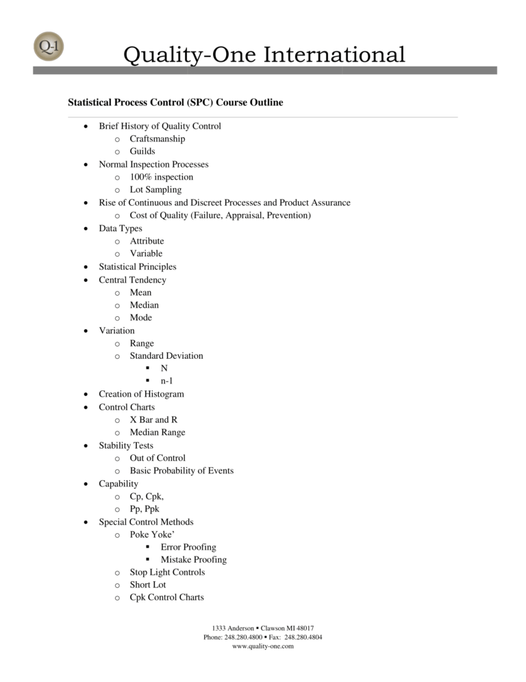 SPC Training | Statistical Process Control Training | Quality-One