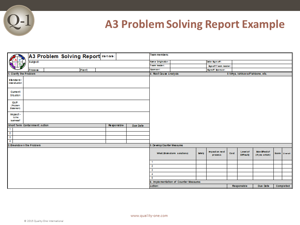 test of problem solving sample report